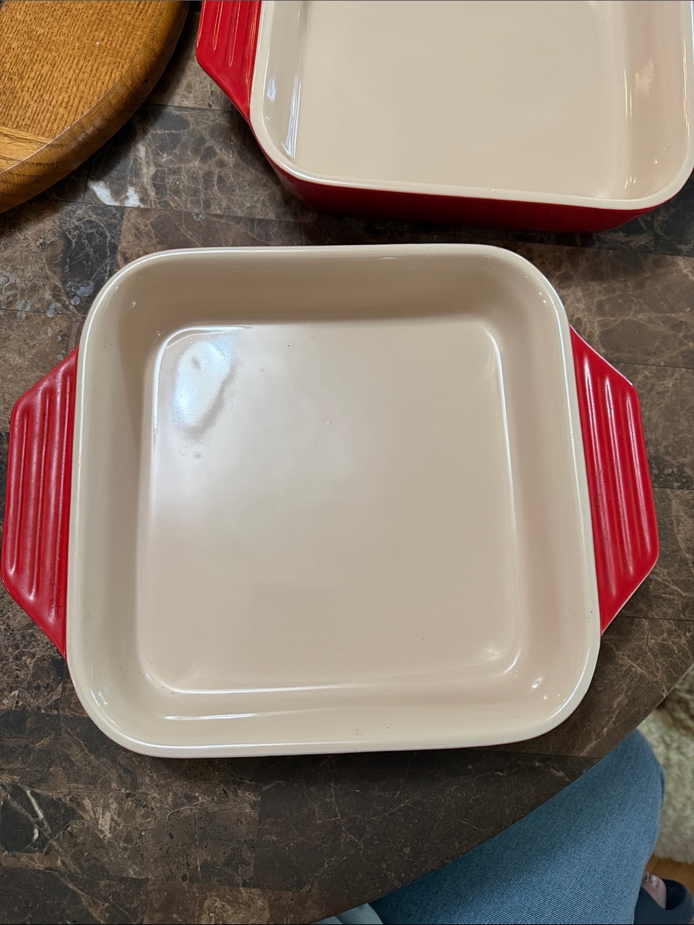 Le Creuset Cerise Red Stoneware Baking Dish Casserole Square NEW (Set of 2)
